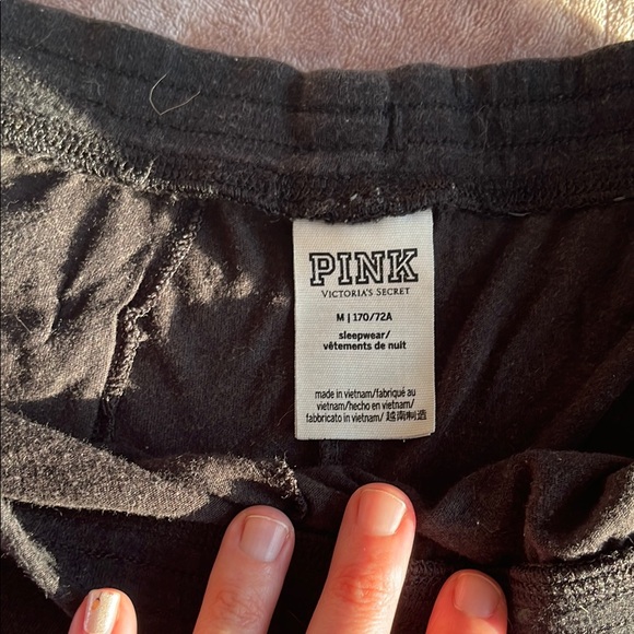 PINK Black Athletic Shorts with Stripes - Picture 2 of 3